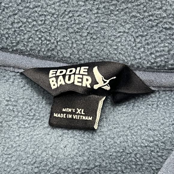 Eddie Bauer Pullover Sweater Mens XL Blue Fleece Quarter Snap Outdoor Layer Warm - Picture 6 of 10
